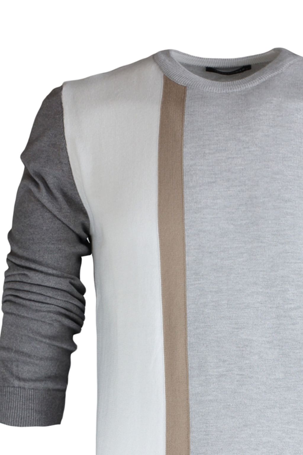 TRENDYOL MAN Gri Slim Fit Pamuklu Bisiklet Yaka Renk Bloklu Triko Kazak TMNAW21KZ0566 - Trendyolmilla фото 8