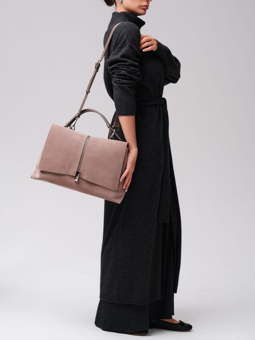 Замшевая сумка сэтчел Colette DBR 31349 капучино  фото 5