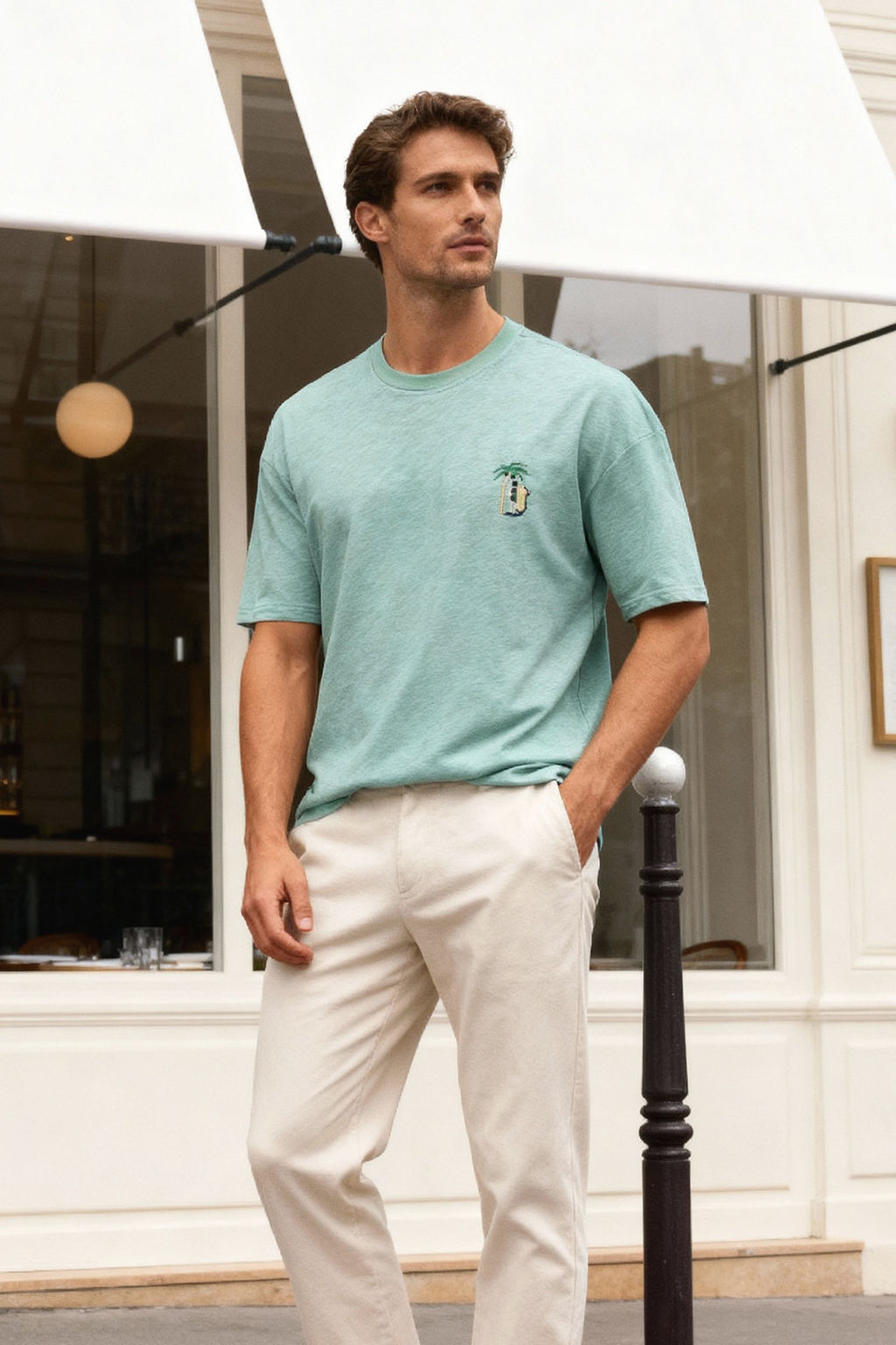 TRENDYOL MAN Mint Oversize/Genis Kesim Palmiye Nak?sl? %100 Pamuk T-Shirt TMNSS25TS00055 - Trendyolmilla фото 13