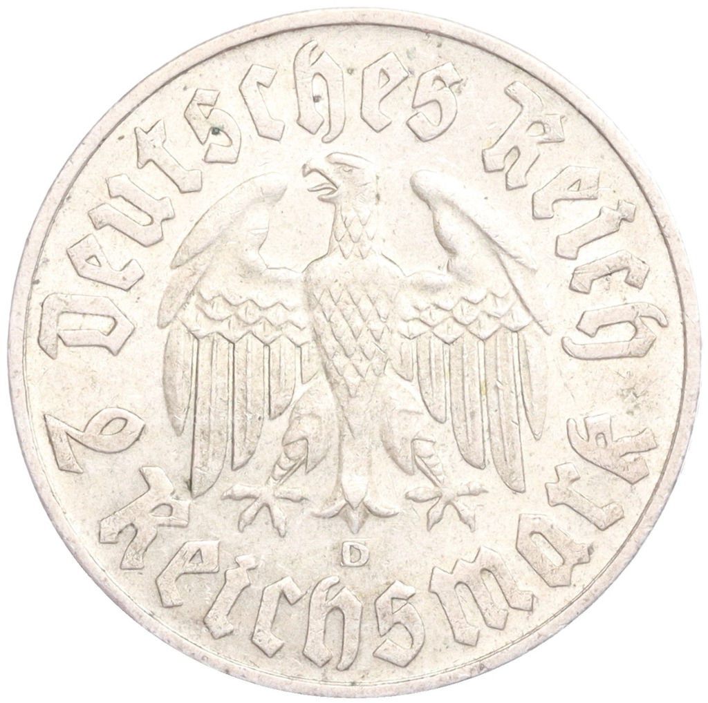 Монета 2 рейхсмарки 1933 года D Германия 450 лет со дня рождения Мартина Лютера