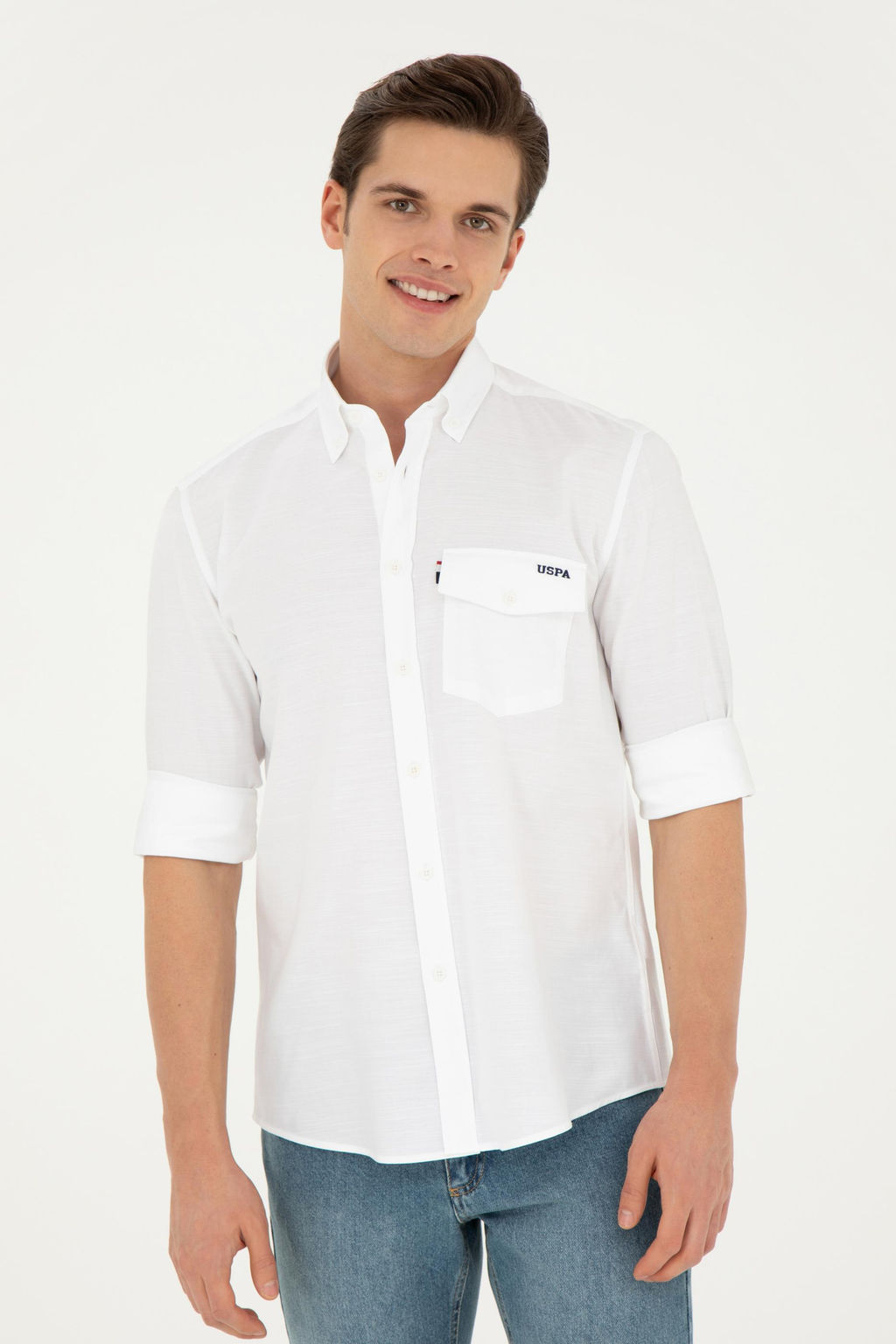 Мужская белая рубашка с длинным рукавом - U.s. polo assn фото 10