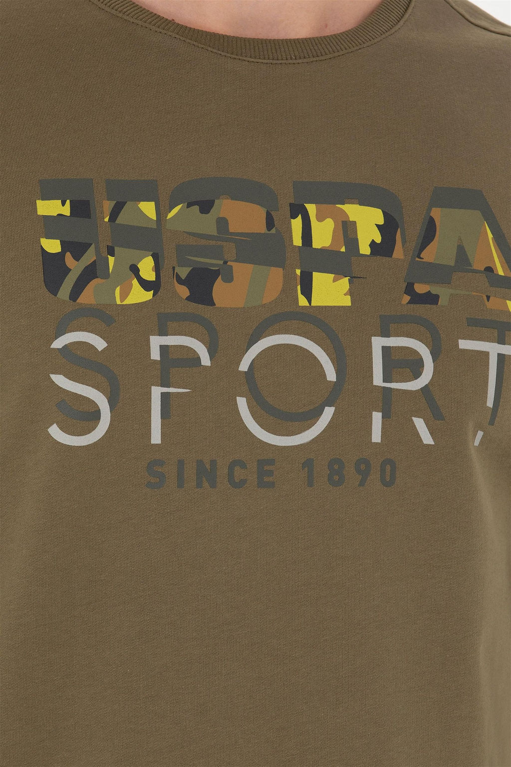 Свитшот мужской U. S. Polo Assn цвета хаки из хлопка - U.s. polo assn фото 7
