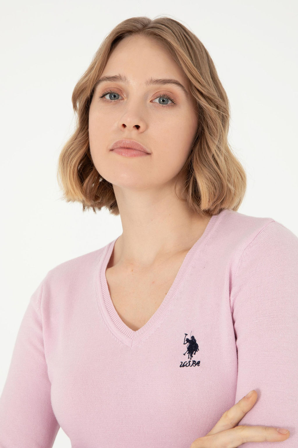 Женский розовый базовый свитер Неожиданная скидка в корзине - U.s. polo assn фото 2
