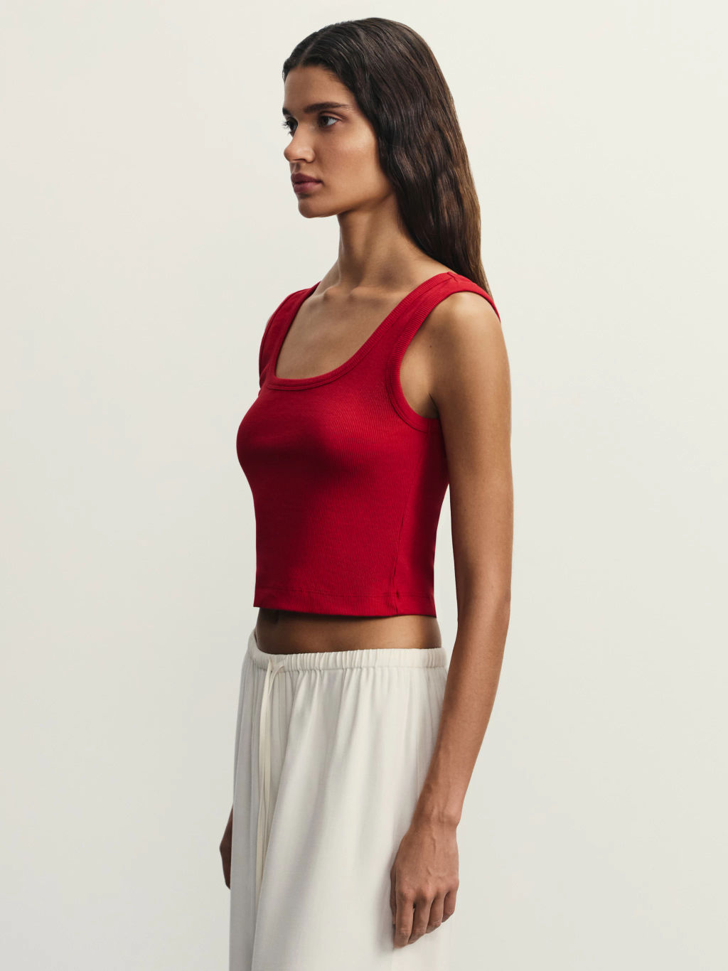 Укороченный топ в рубчик / Zarina  фото 4