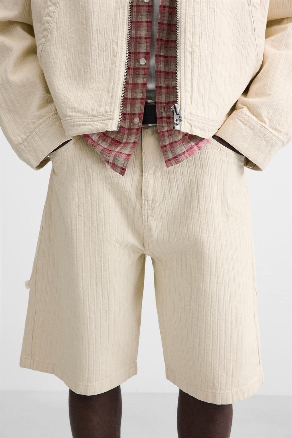 STRIPED TEXTURED BERMUDA SHORTS - Zara фото 5