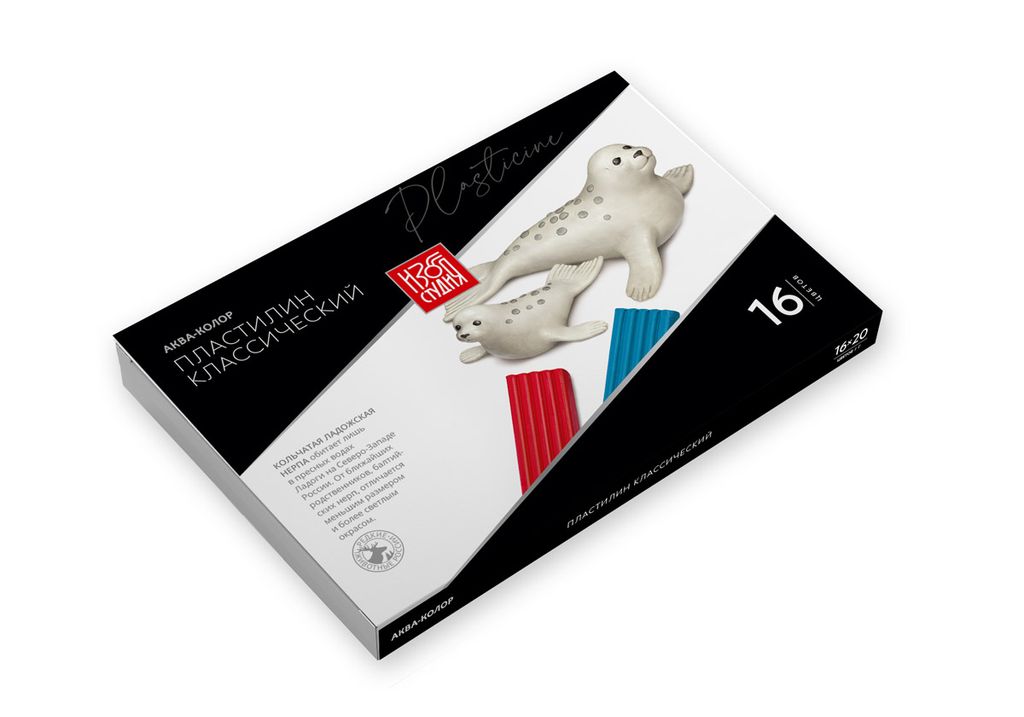 Аква-колор Изостудия Пластилин классический IZO-MC16 320 г ( в картонной упаковке ) 16 цв