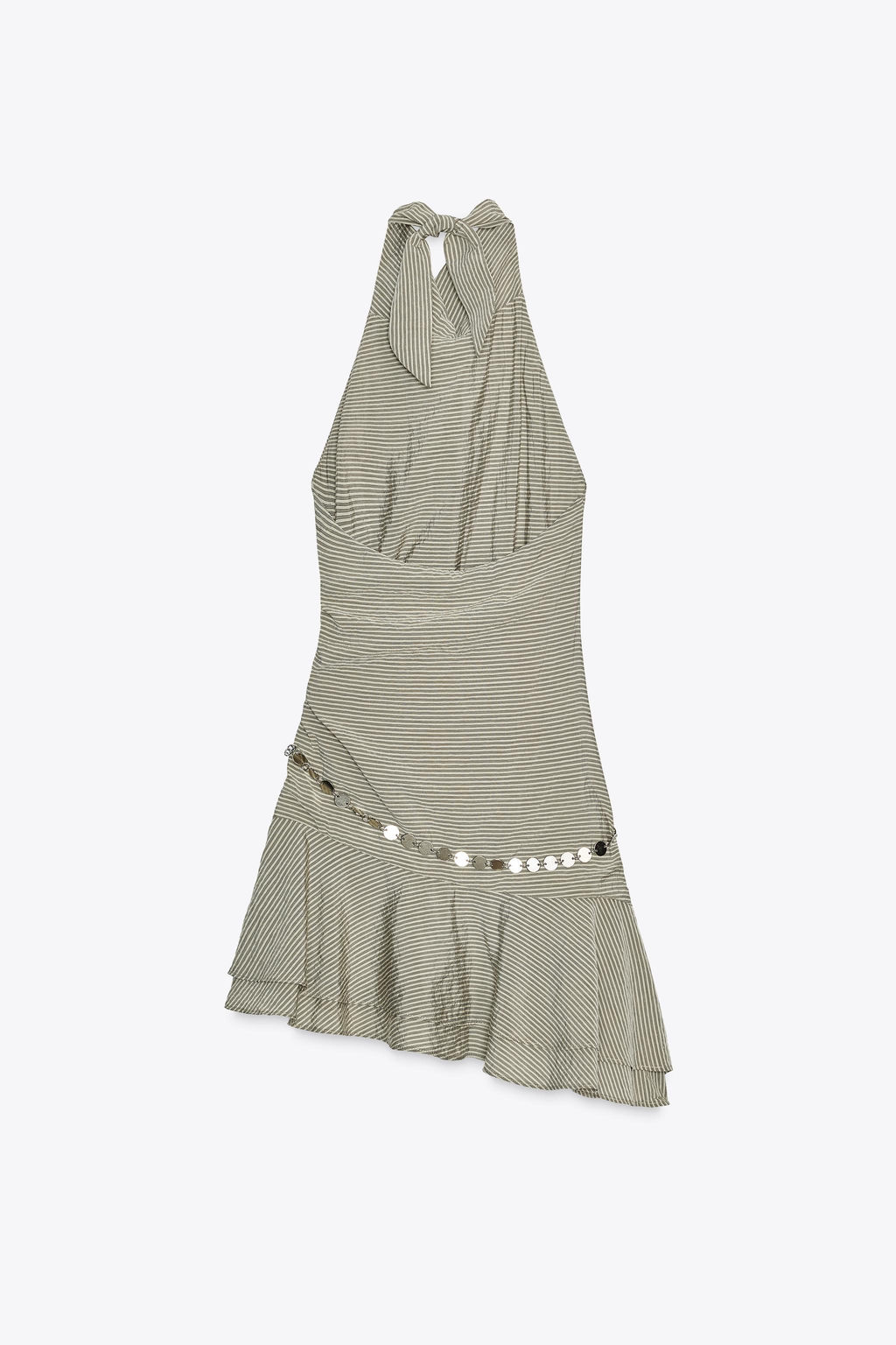 STRIPED HALTER NECK SHORT DRESS WITH BELT - Zara фото 19
