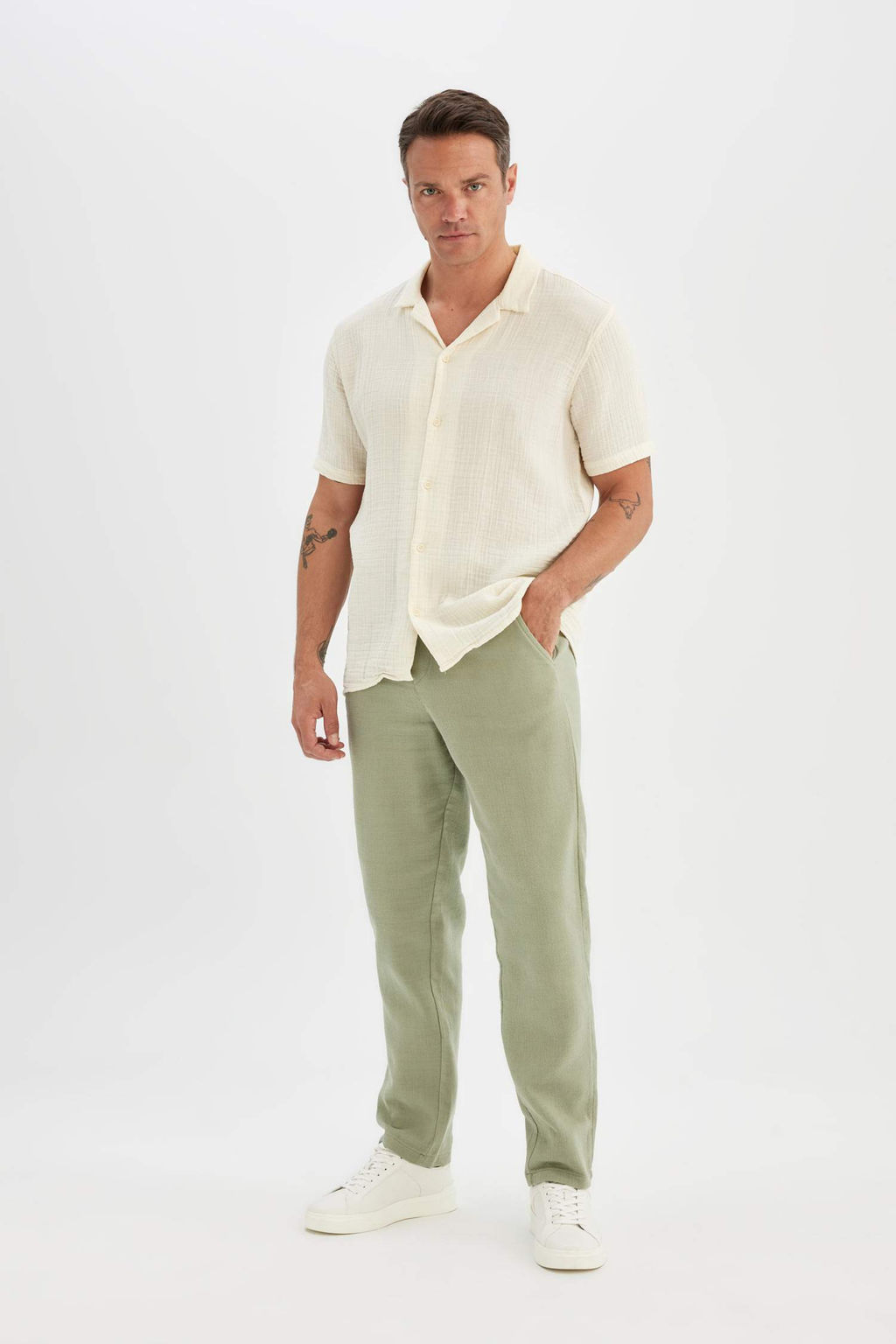Yazl?k Jogger Pantolon Relax Fit Rahat Kesim Pamuklu Duz Paca - Defacto фото 3