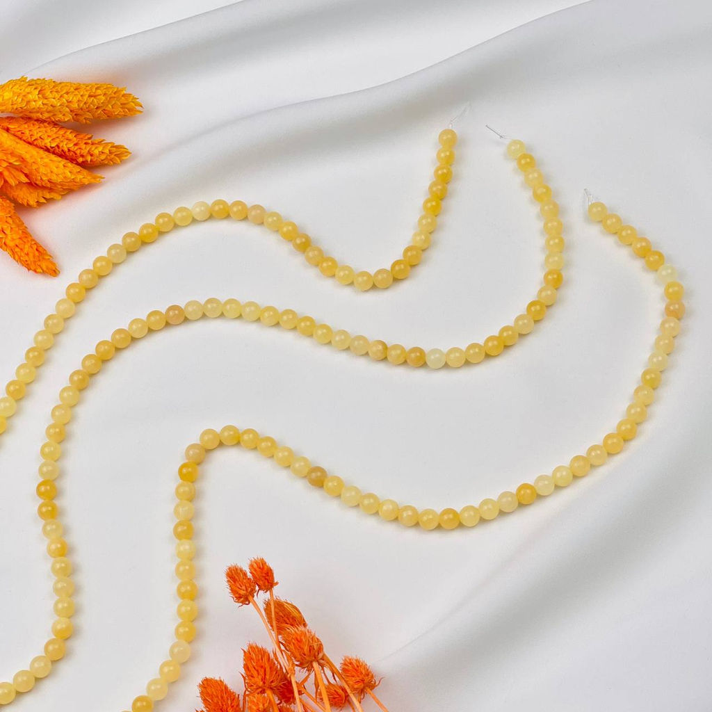 Бусины для украшения из Кальцита медового (60 бусин) 38 см