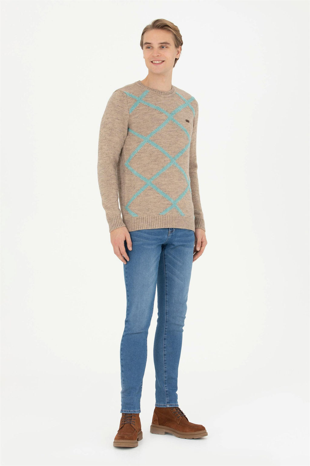 Мужской свитер песочного меланжа - U.s. polo assn фото 4