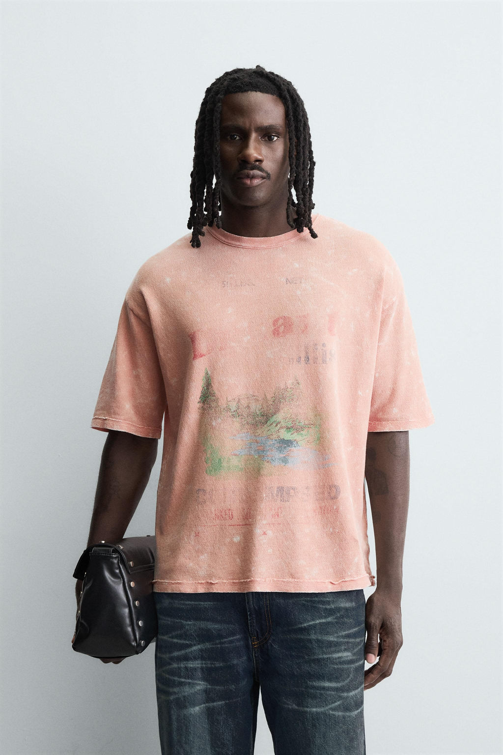 WASHED PRINT KNIT T-SHIRT
