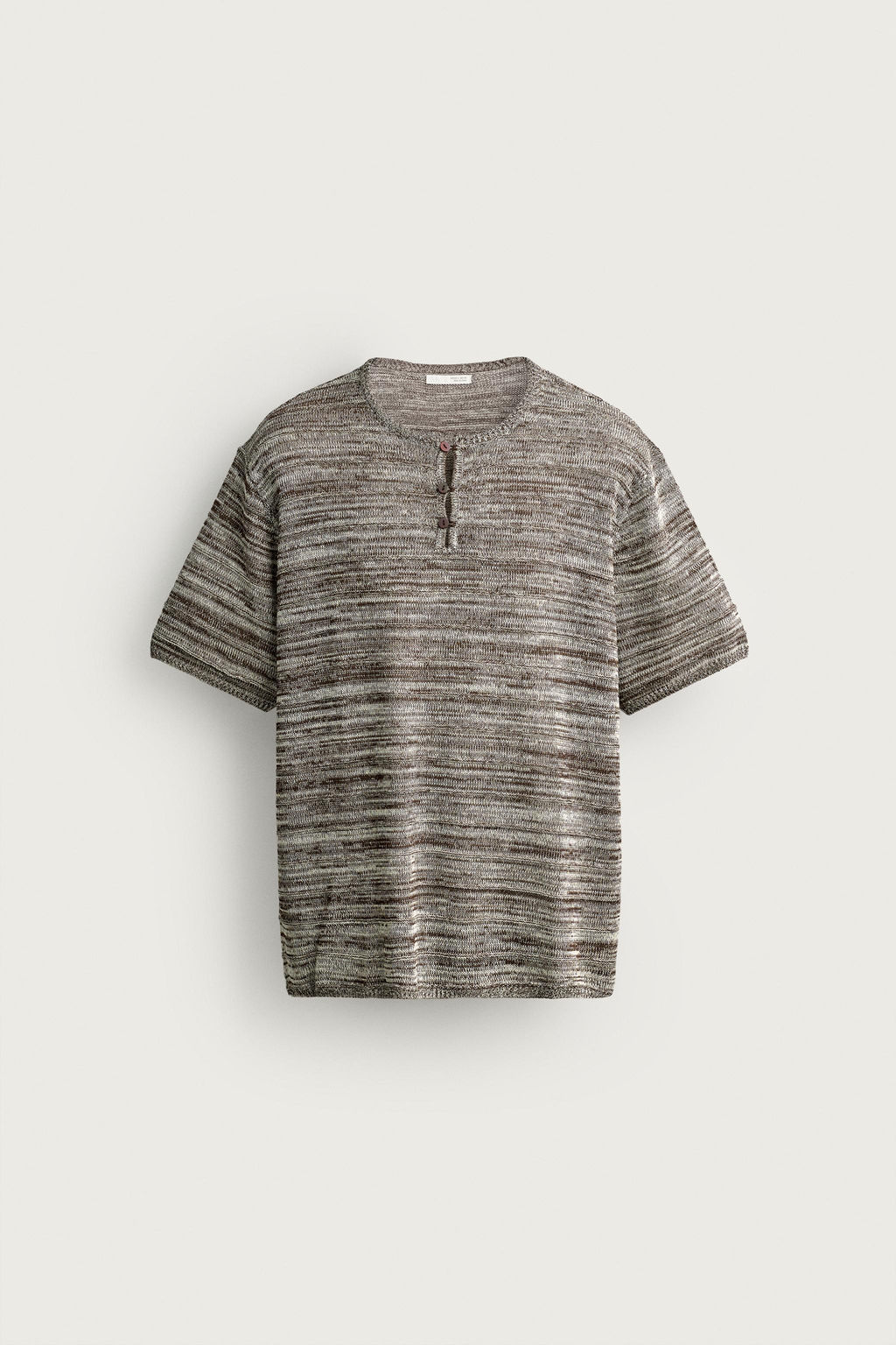 CAMISETA PUNTO CUELLO PANADERO / Marr?n / Crudo - Zara фото 7