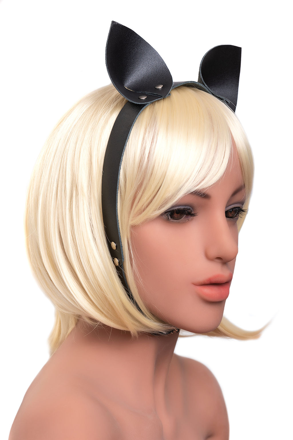 Ушки кошки Штучки-дрючки на кожаном ремешке, кожа, черные  фото 3