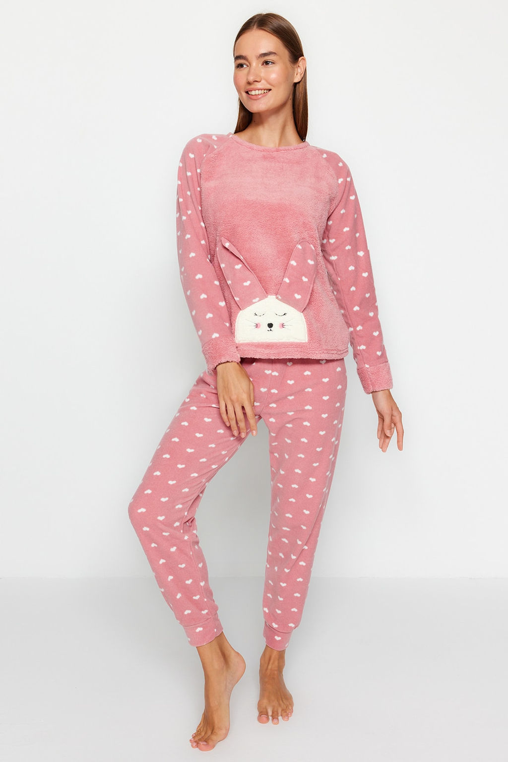 Trendyolmilla Lila 3lu Kalpli Uyku Bantl? Polar K?sl?k Orme Pijama Tak?m? THMAW21PT0666 фото 10