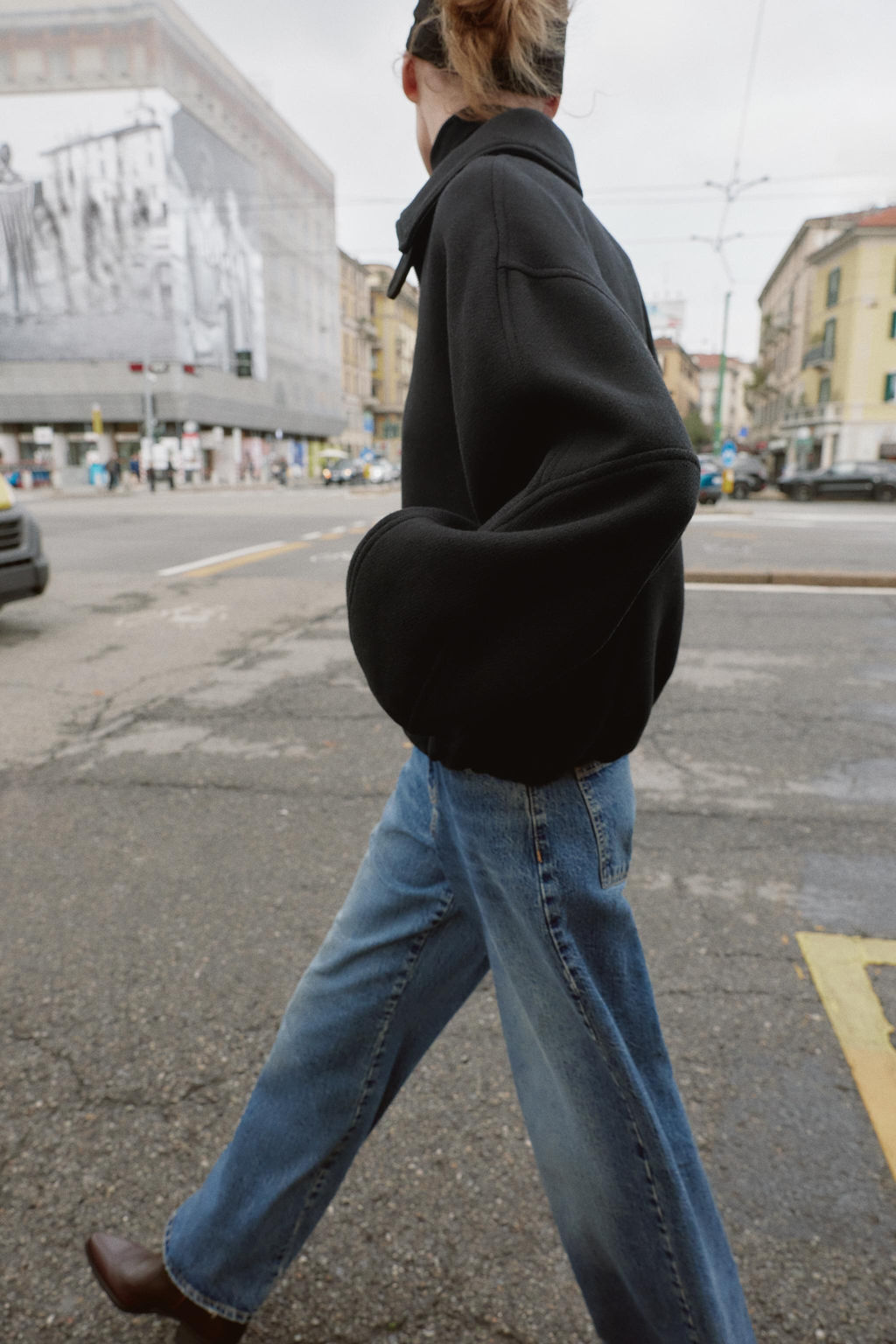 BALLOON BOMBER JACKET WITH CONTRAST WOOL COLLAR - Zara фото 4