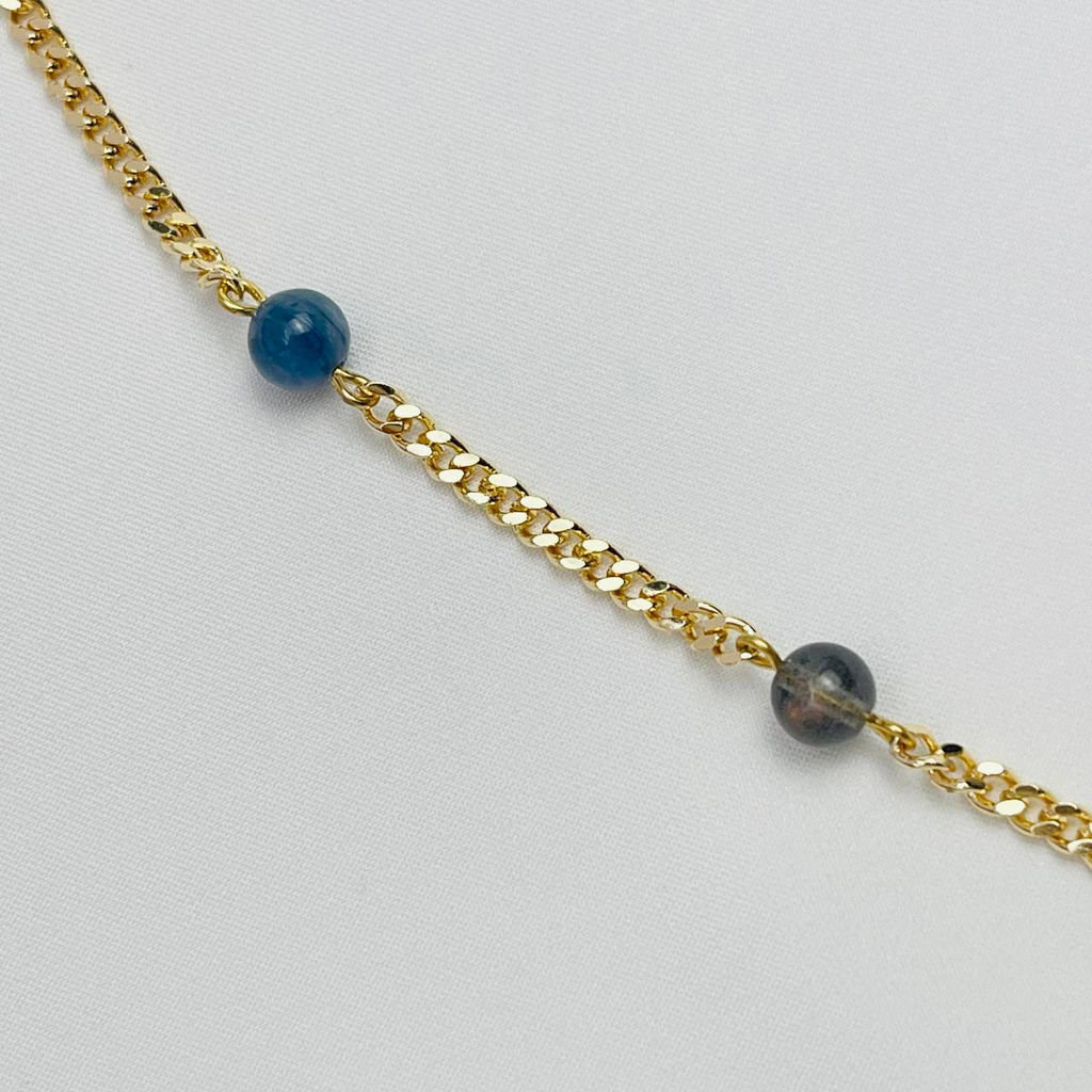 Колье на цепочке из Кианита,Лабрадора и Турмалина 42 см +