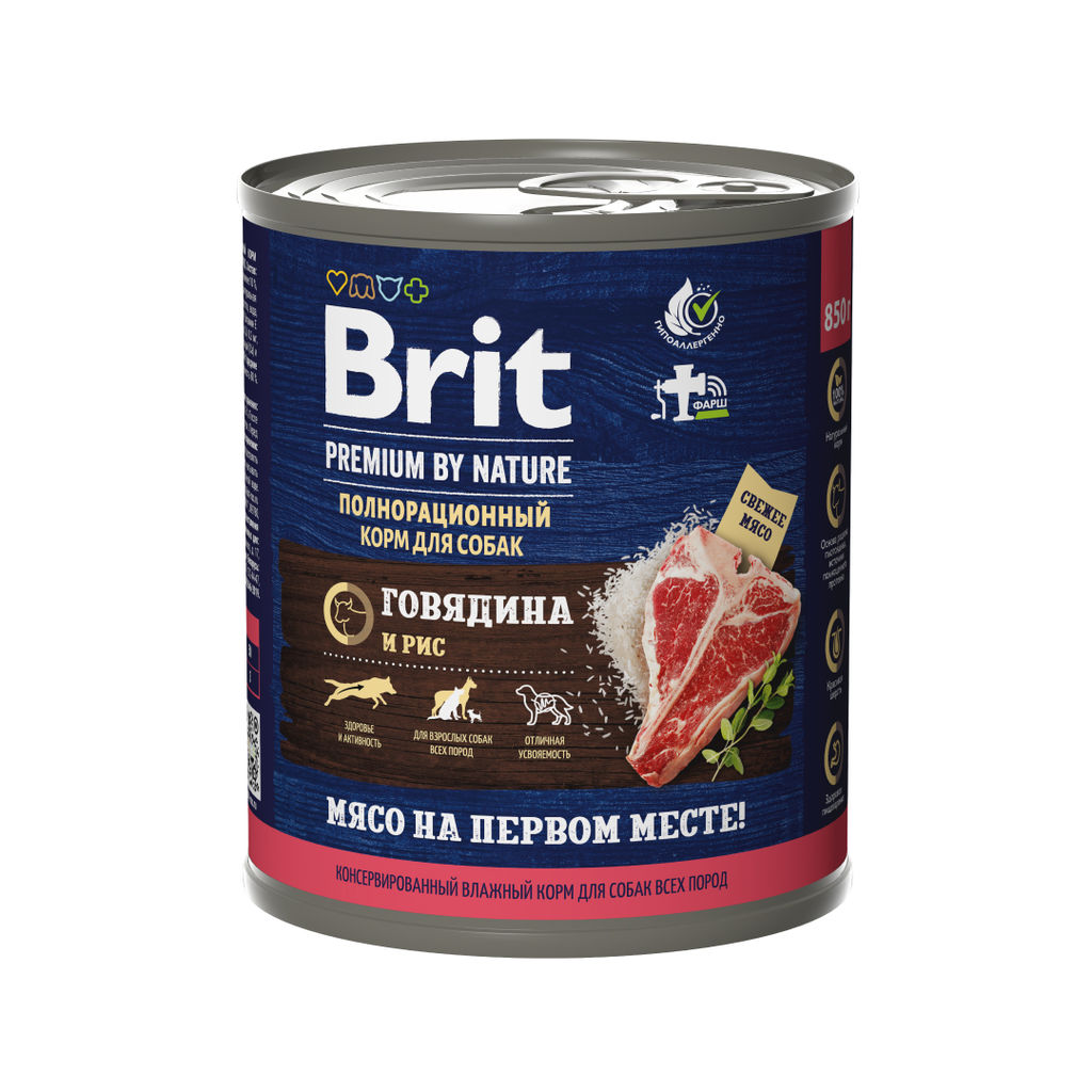 Консервы Premium by Nature с говядиной и рисом для взрослых собак всех пород 5051168
