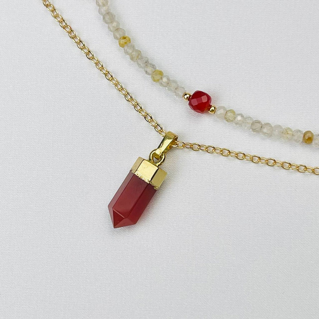 Колье двойное из Рутилового кварца и Сердолика