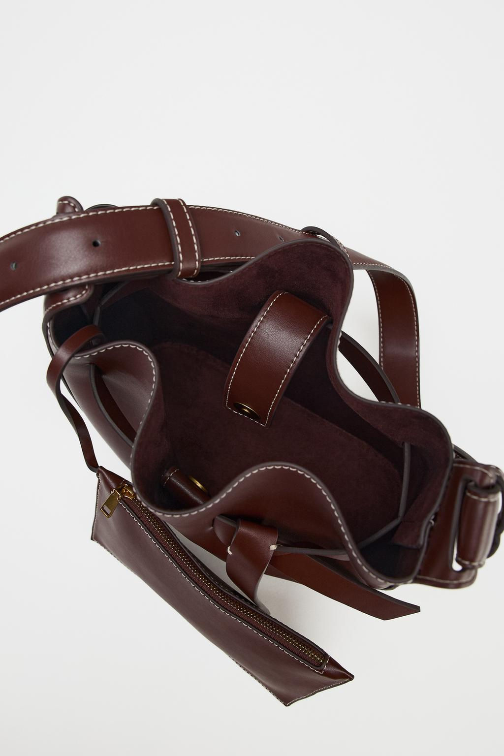 KNOTTED STITCHED BUCKET BAG - Zara фото 6