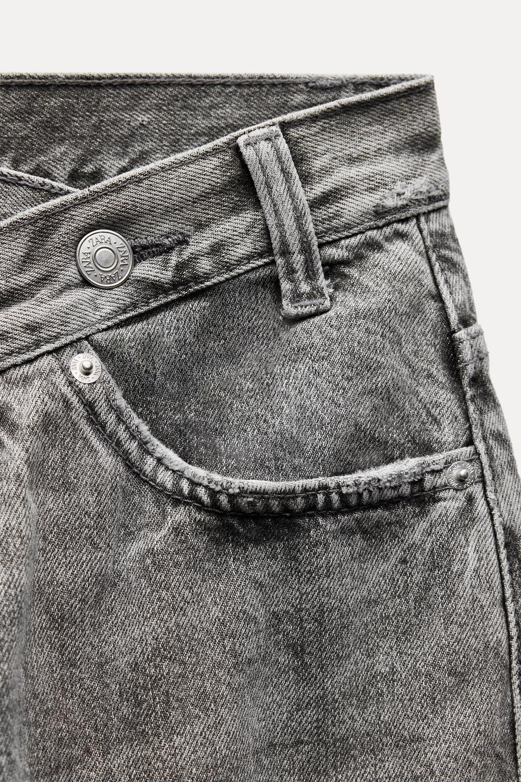 HIGH-WAIST TRF WIDE-LEG JEANS WITH CROSSOVER WAISTBAND - Zara фото 42