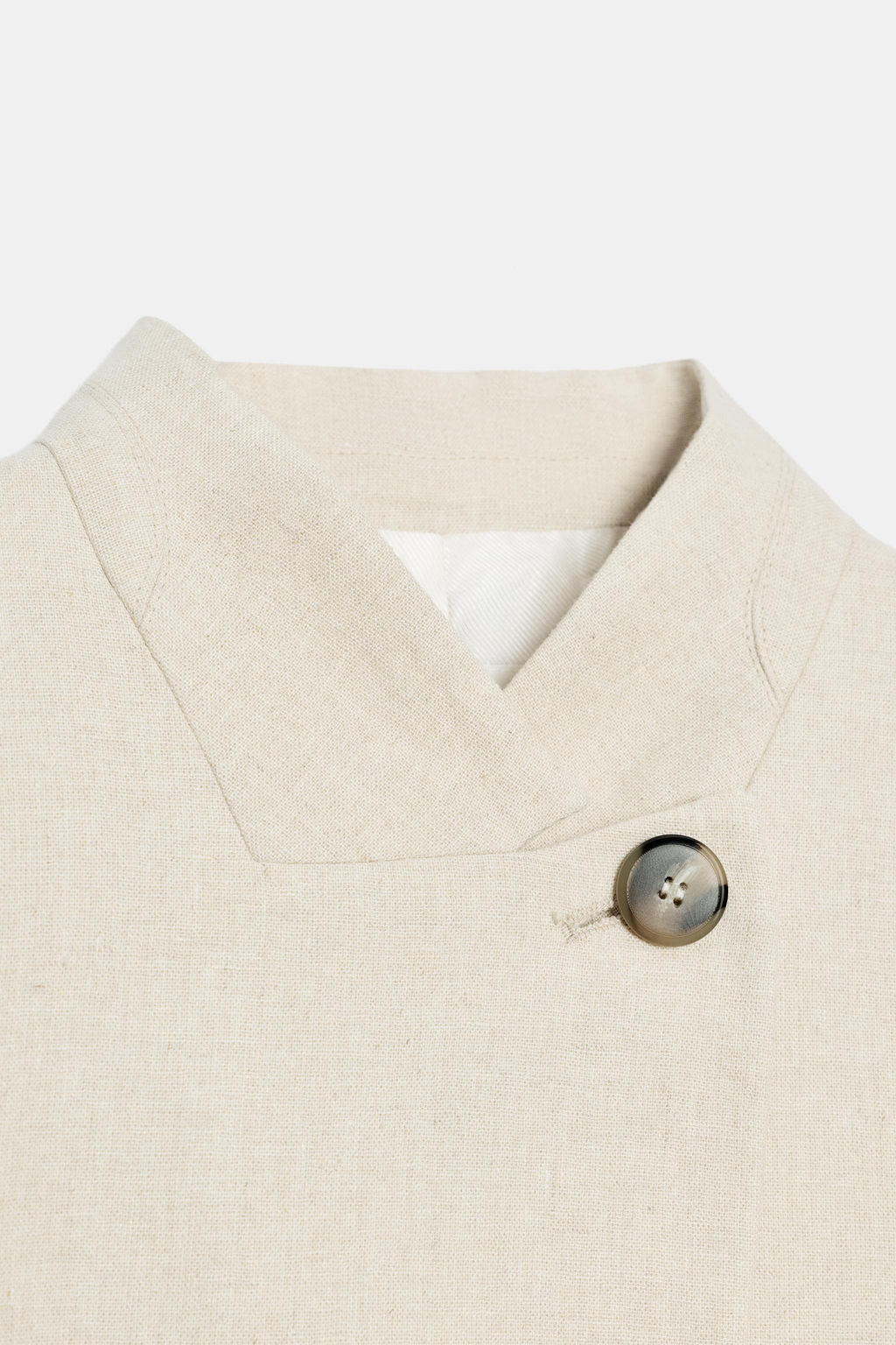BLAZER CON LINO MANGA CORTA / Beige claro - Zara фото 5