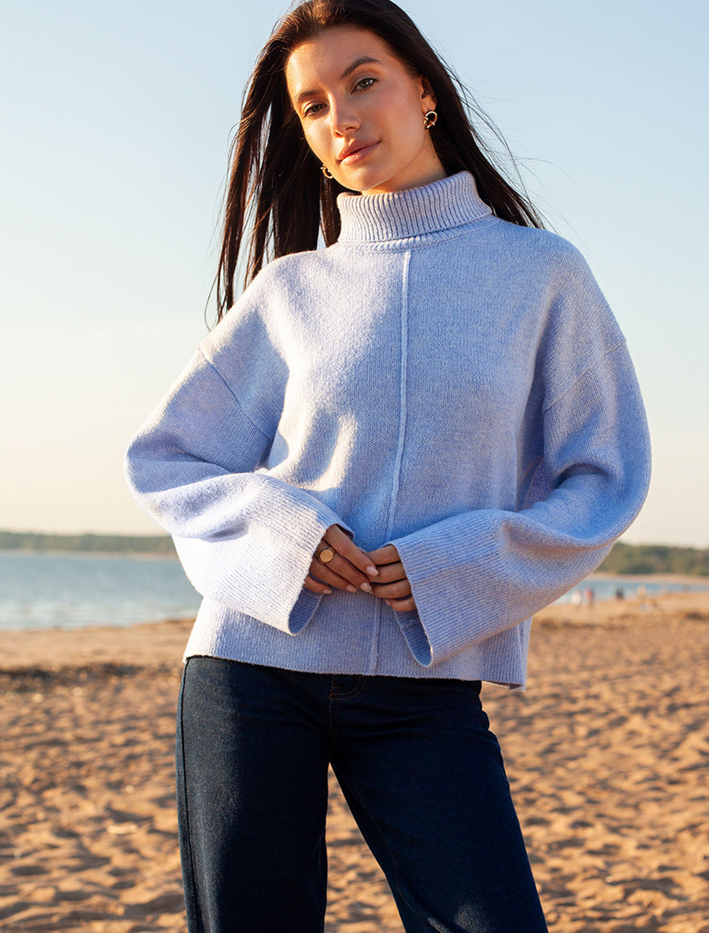 VILATTE / Укороченный свитер тонкой вязки из теплой пряжи с шерстью  фото 4