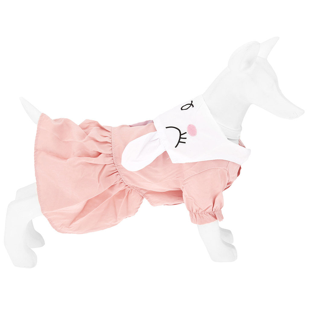 Пэт тойс (Pet toys) Одежда для собаки Платье Зайка с принтом, с вышивкой, на кнопках р-р M, длина спинки 30см/обхват груди 40см/обхват шеи 30см, цвет-розовый, 100% полиэстер (Китай) - Домашняя мода фото 2
