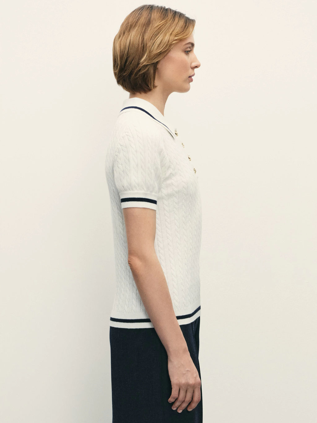 Поло с вышивкой из вязаного трикотажа / Zarina  фото 4