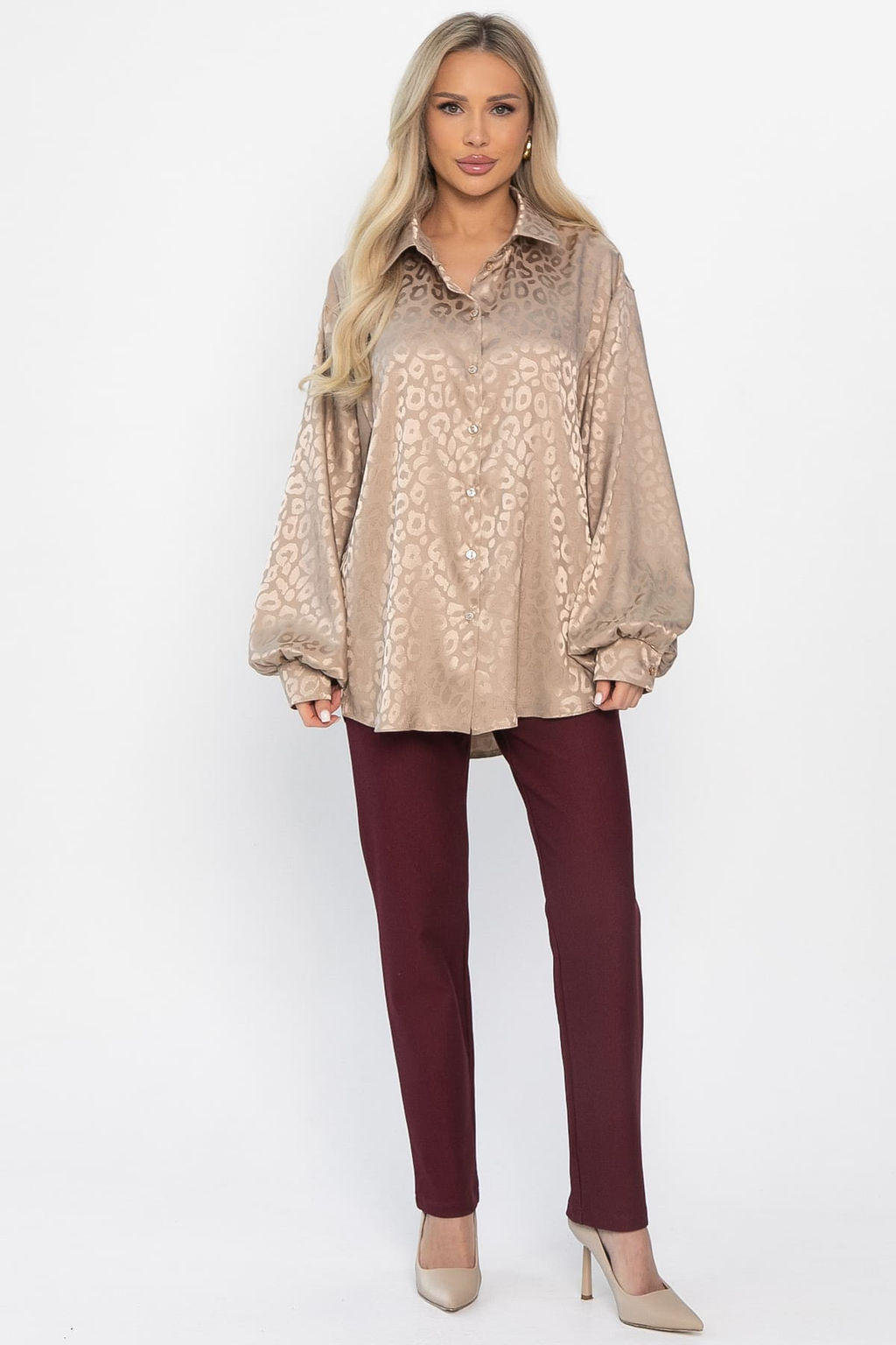 Рубашка атласная Все мысли о тебе (бежевая) Б15352-7М - Lt collection фото 2