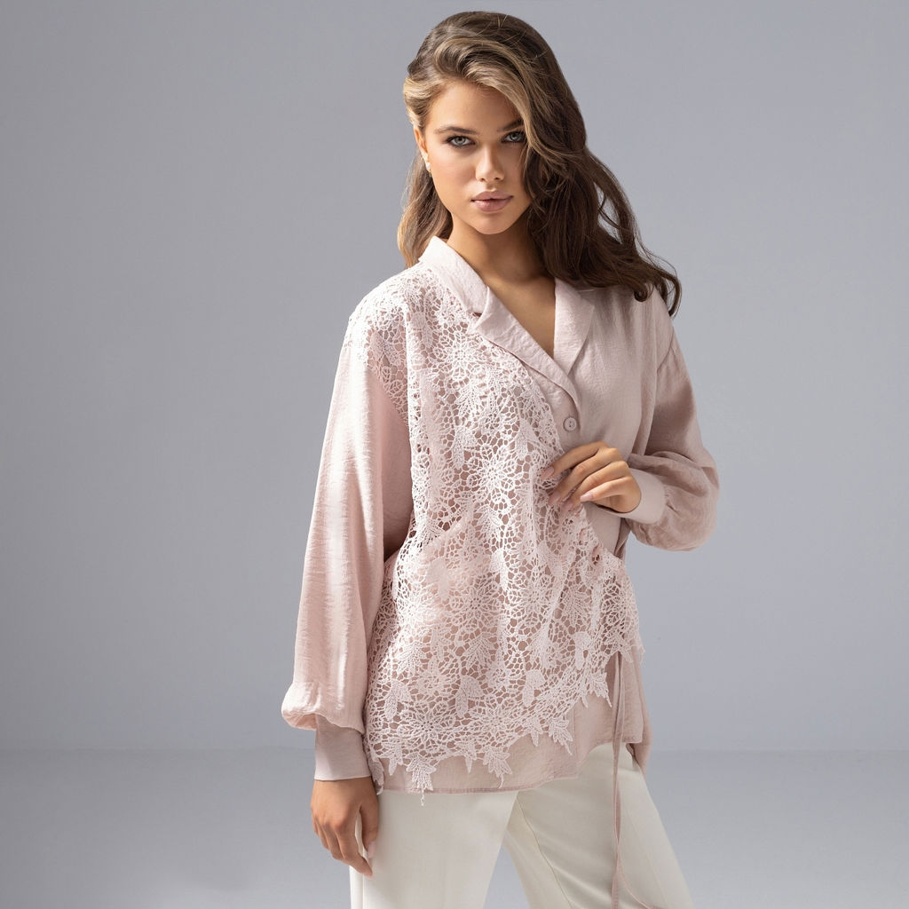 Рубашка комбинированный с кружевом, Нежный вздох - Charutti фото 18
