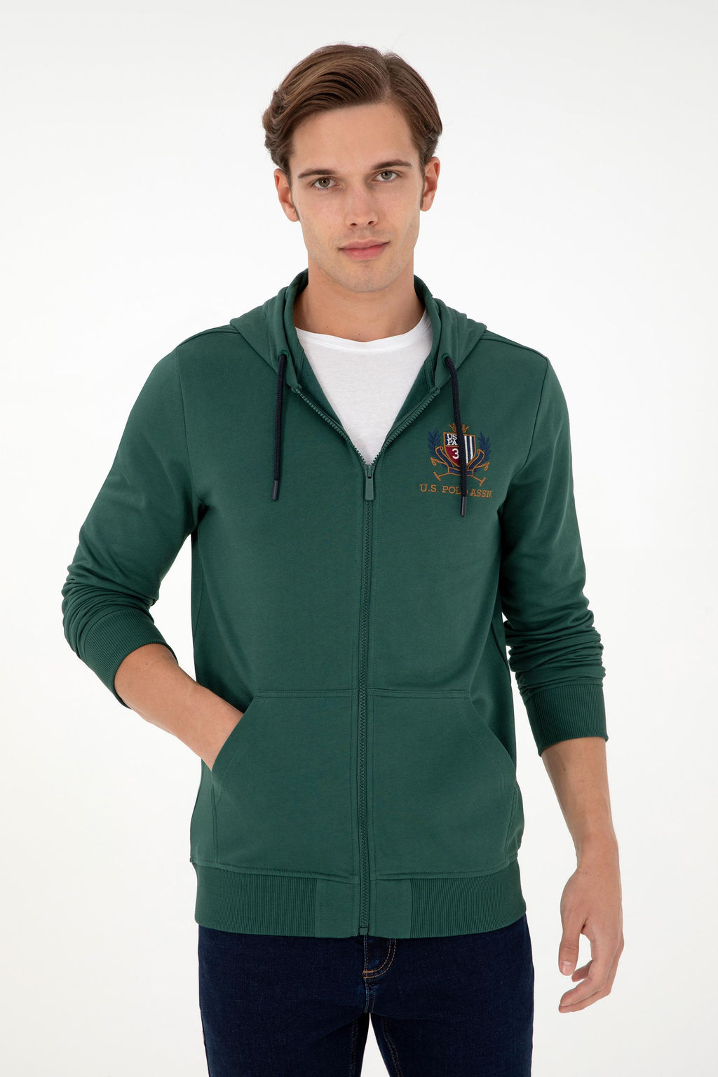 Мужской темно-зеленый вязаный кардиган - U.s. polo assn фото 3