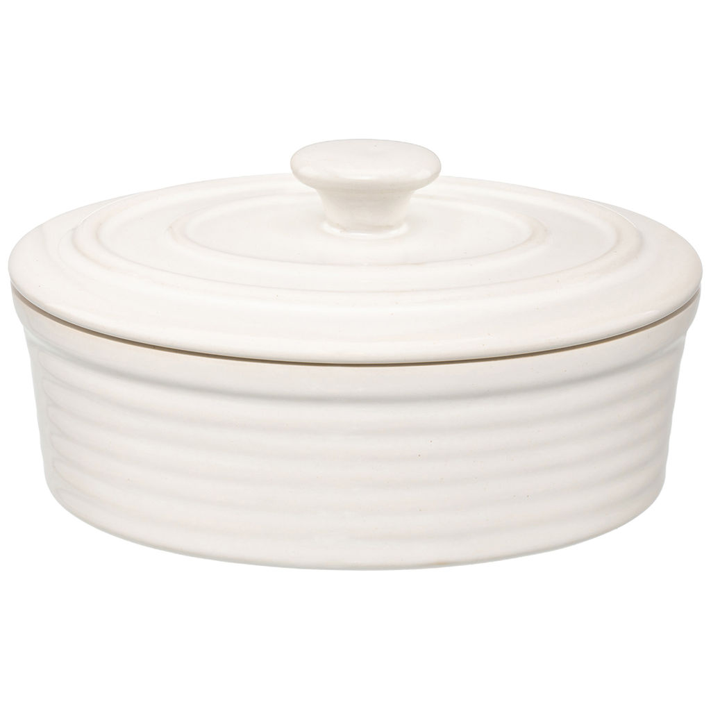 Форма для запекания с крышкой 300 мл 13.5*10*7.3 см "Традиция" овальная молочный белый