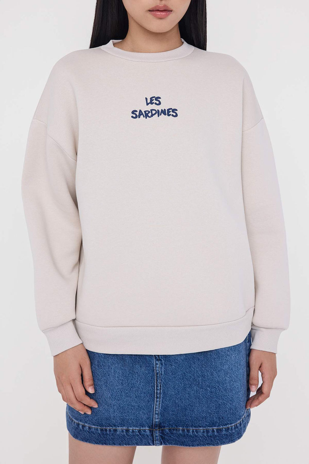 Teen Tas S?rt Bask?l? Oversize/Genis Kal?p Kal?n Ici Polarl? Orme Sweatshirt TWOAW26SW00118