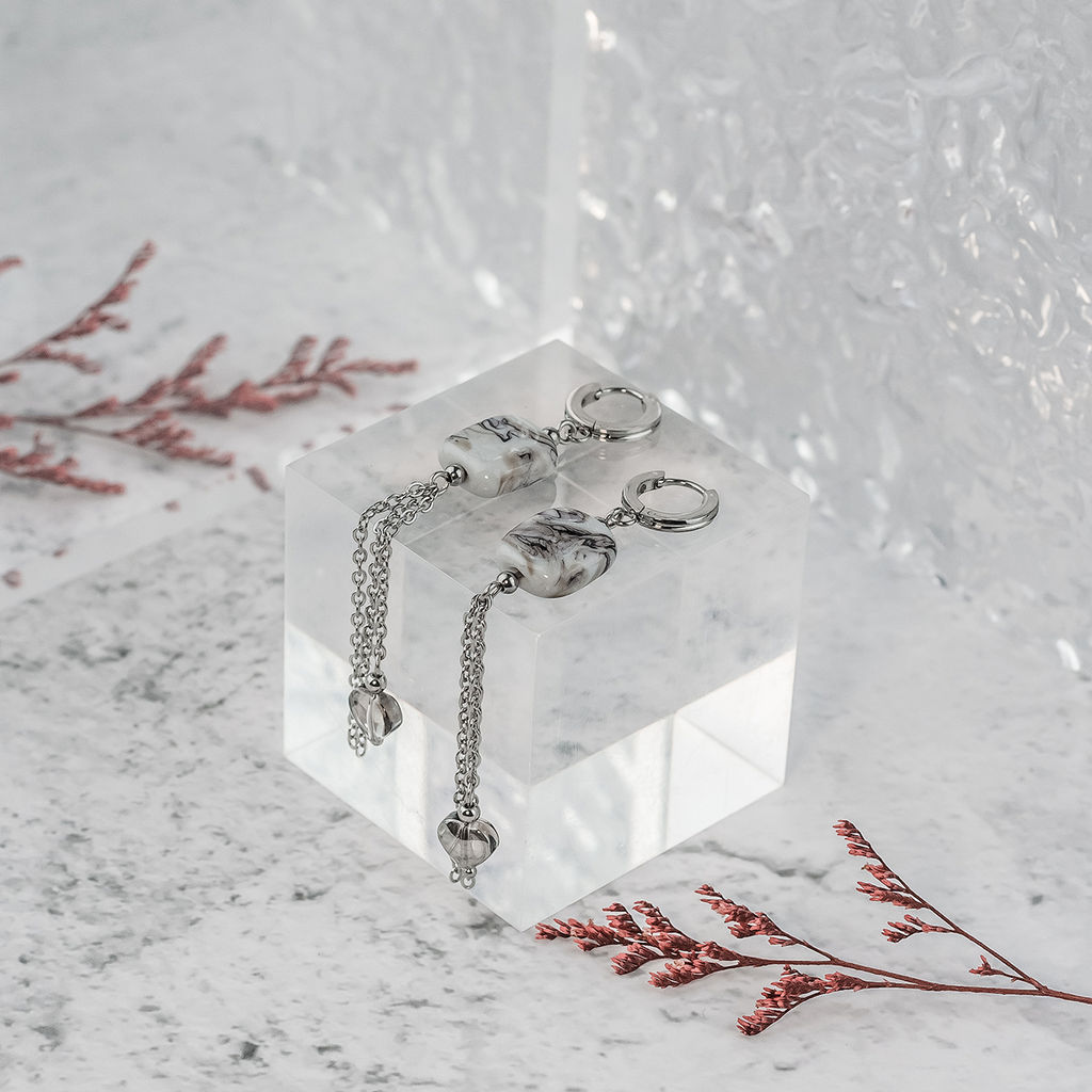 Серьги из муранского стекла GREY CUT LC3471 - Vloes фото 2