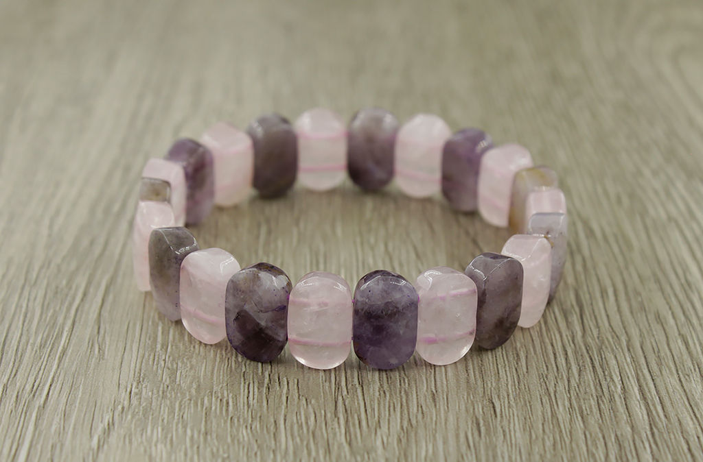 Аметист, розовый кварц, браслет Джессика длиной 19,5см - Agat77 фото 2
