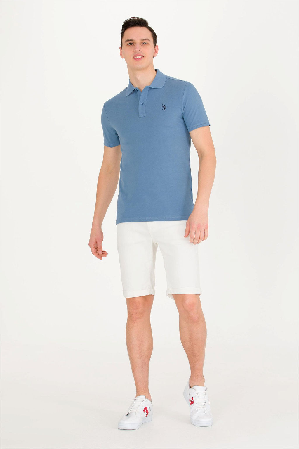 Мужская базовая футболка с воротником поло цвета индиго - U.s. polo assn фото 10