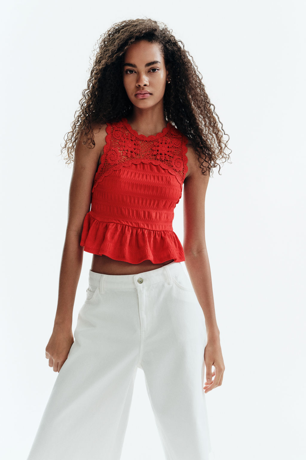 Top texturizado con detalles efecto crochet - H&m фото 6
