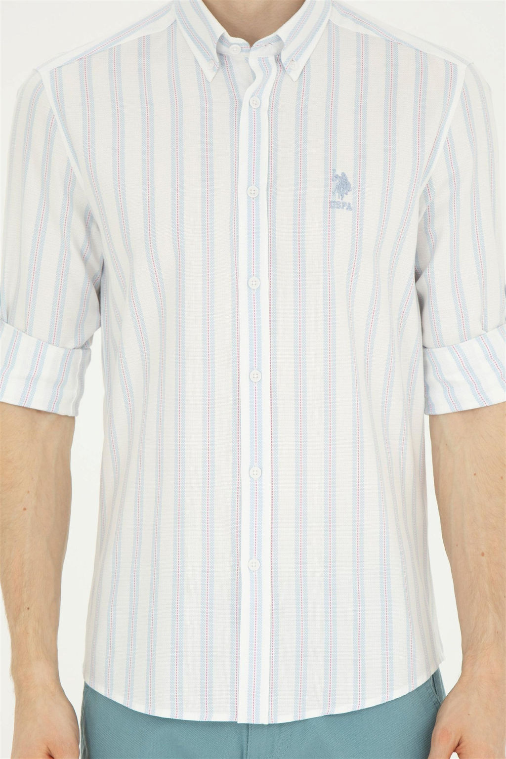Мужская голубая рубашка с длинным рукавом - U.s. polo assn фото 6