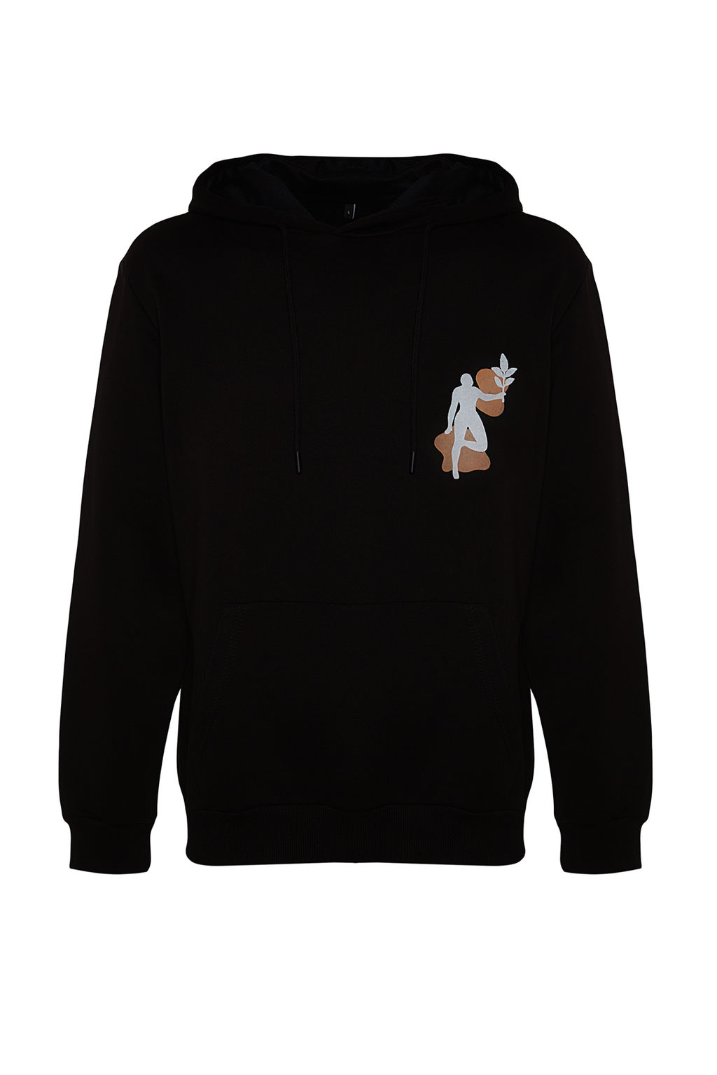 Siyah Oversize/Normal Kesim Kapusonlu S?rt Bask?l? Sweatshirt TMNAW24SW00194 - Trendyolmilla фото 5