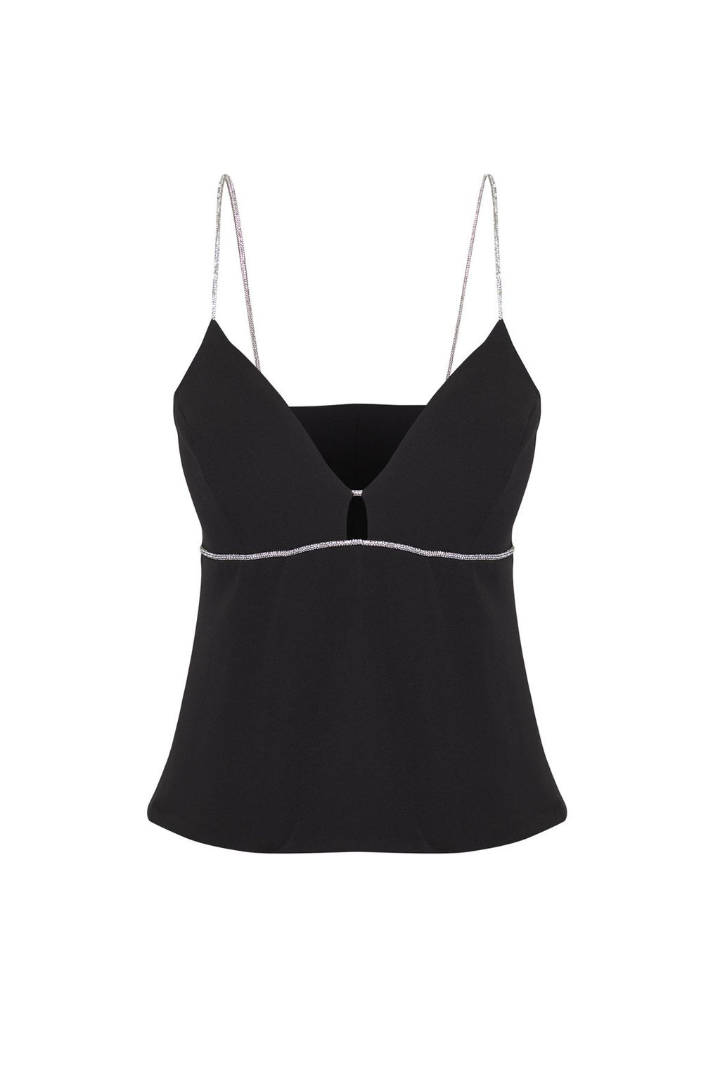Siyah V Yaka Tas Aksesuar Detayl? Dokuma Bluz TPRSS25BZ00029