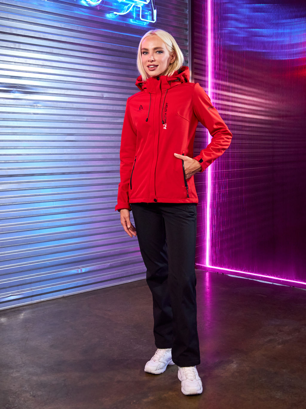 Женская мембранная куртка виндстоппер на флисе Azimuth Сияние 124/23983_711 Красный  фото 10