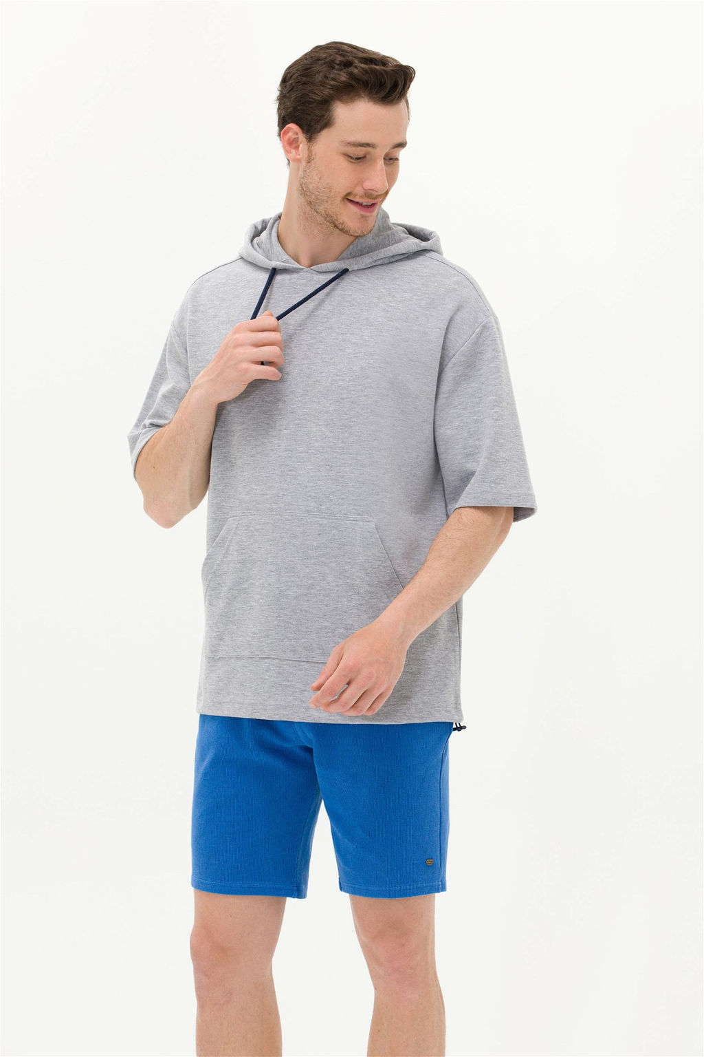 Мужская серая меланжевая толстовка с капюшоном Неожиданная скидка в корзине - U.s. polo assn фото 3