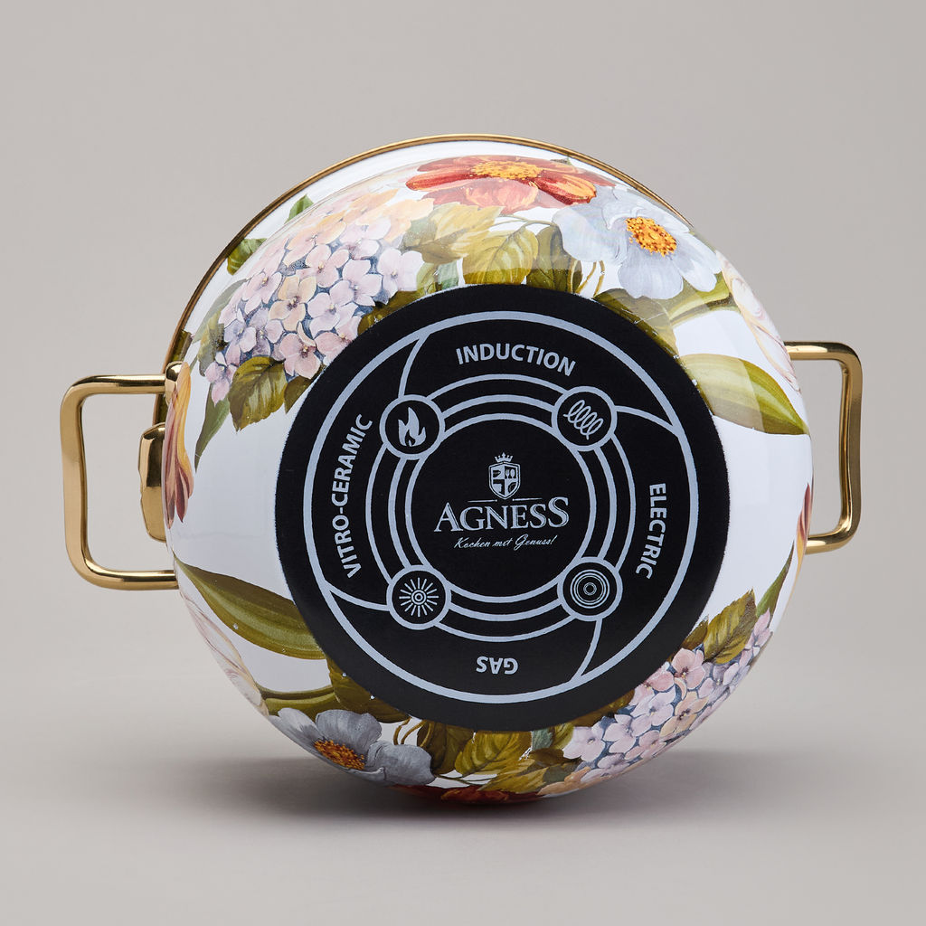 КАСТРЮЛЯ AGNESS ЭМАЛИРОВАННАЯ С КРЫШКОЙ, СЕРИЯ ФЛАНДРИЯ, 4,8Л, ДИА.22СМ  фото 7