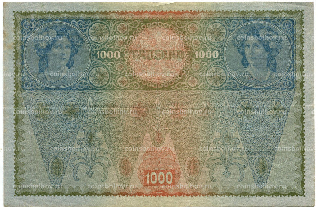 Банкнота 1000 крон 1902 года Австрия  Надпечатка