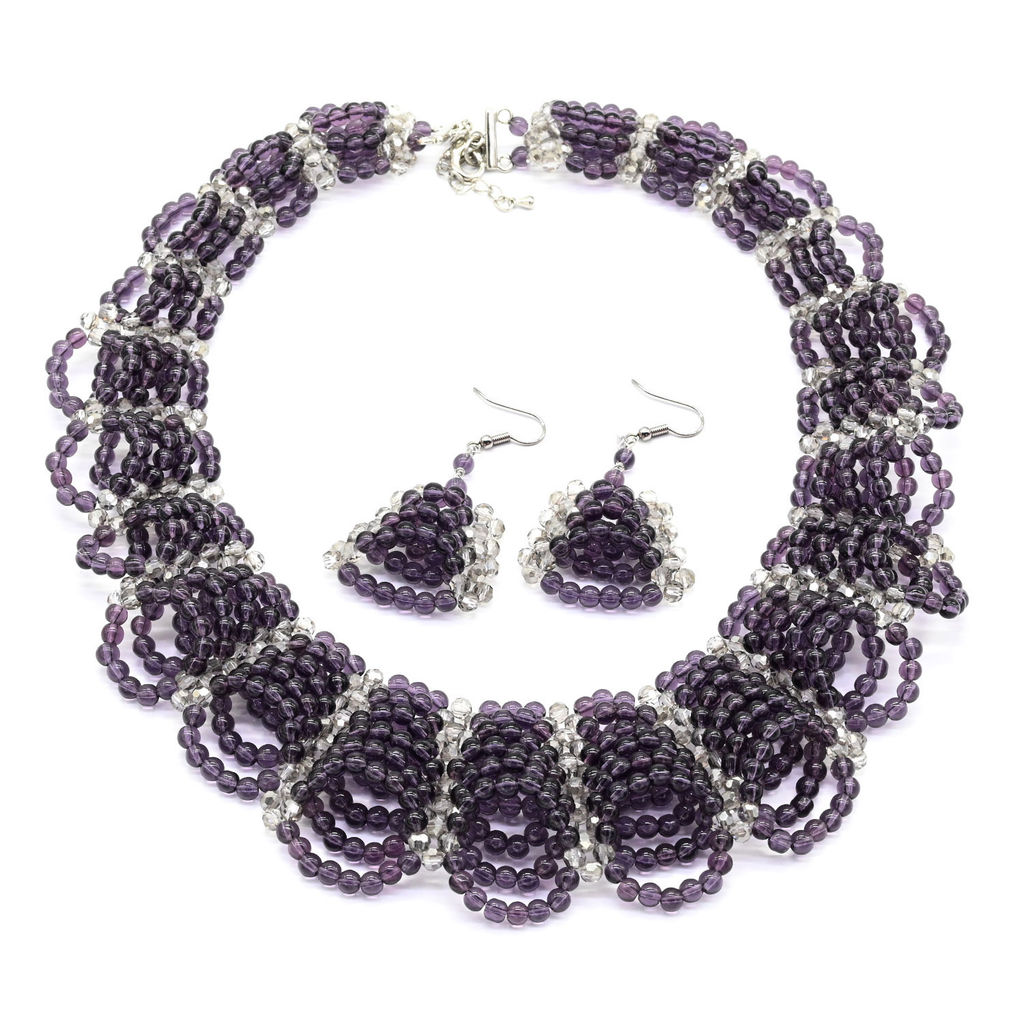 Колье Серьги Кружево цв.аметист, 50см