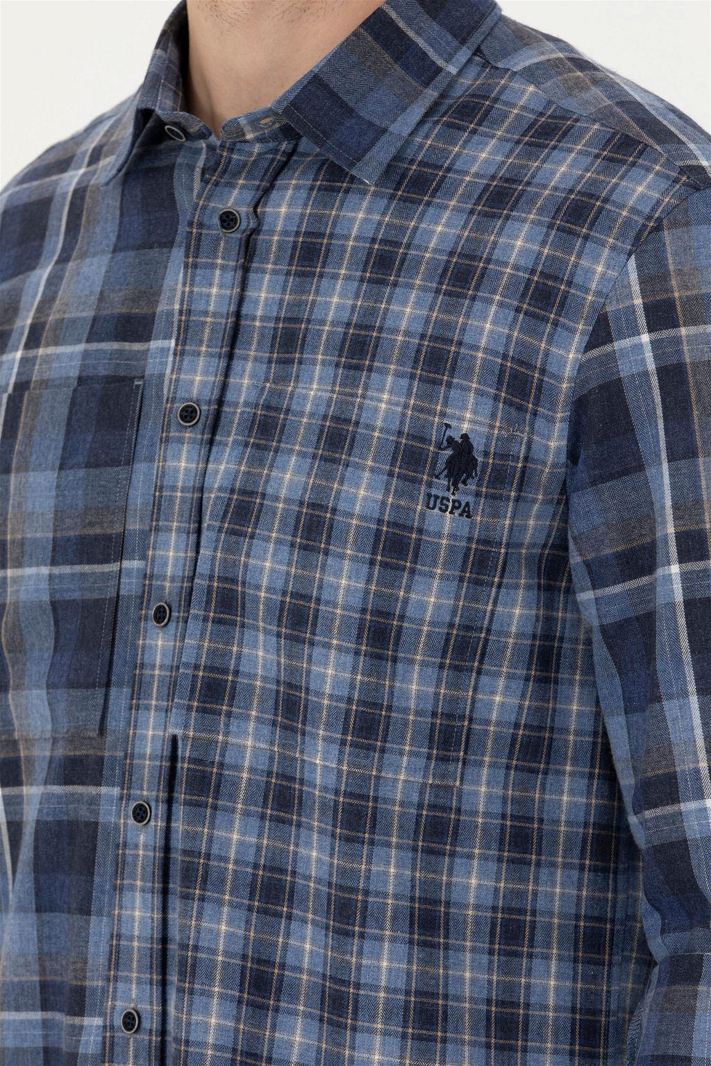 Мужская синяя рубашка с длинным рукавом - U.s. polo assn фото 14