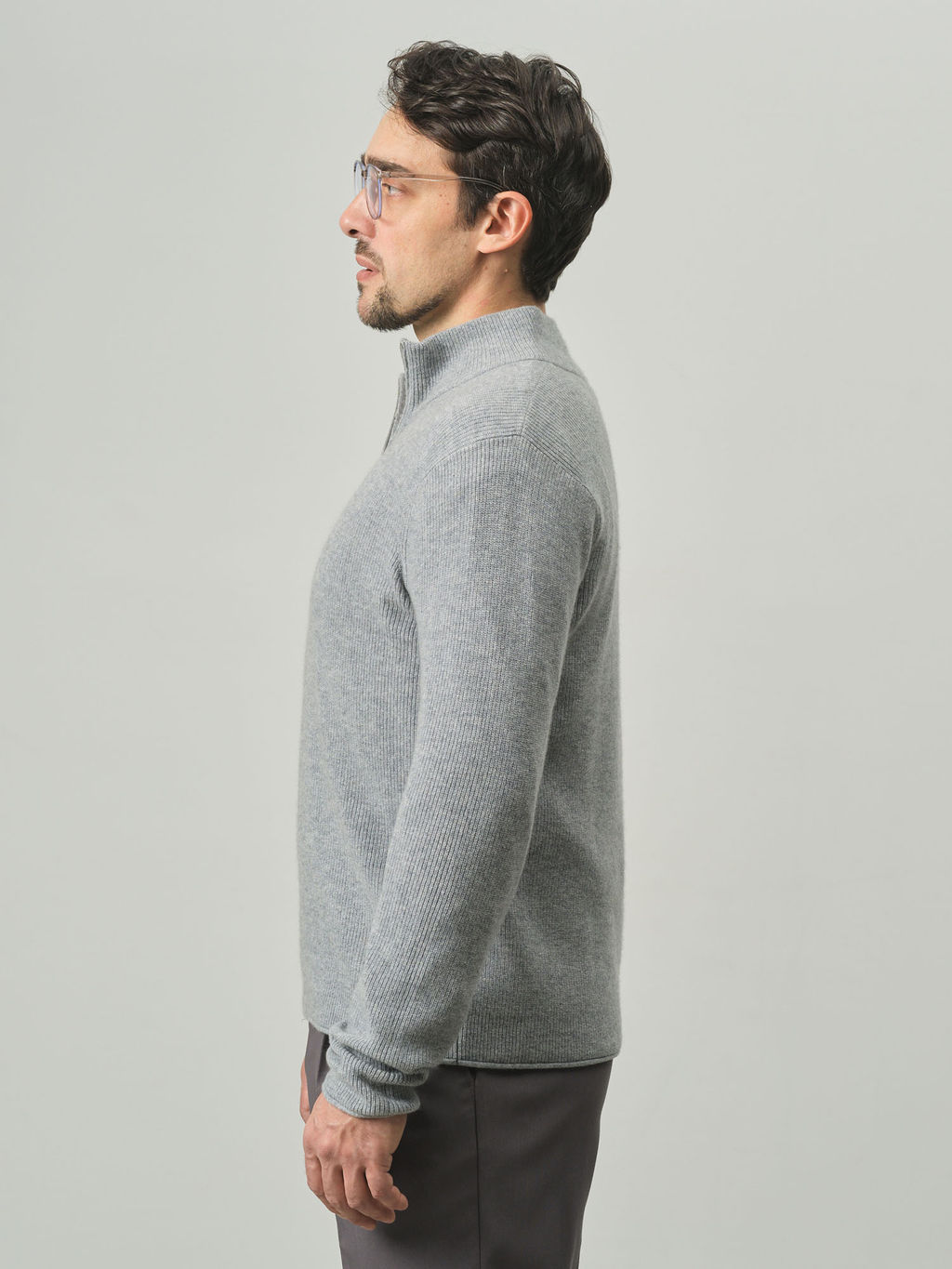 Джемпер мужской из кашемира KM010835-D серо-голубой