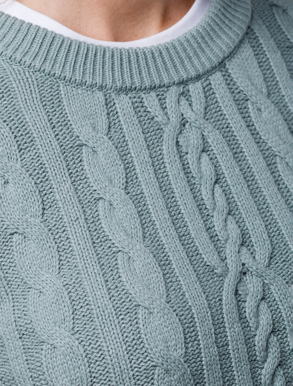 Свитер фактурной вязки с узором косы - Vilatte фото 3