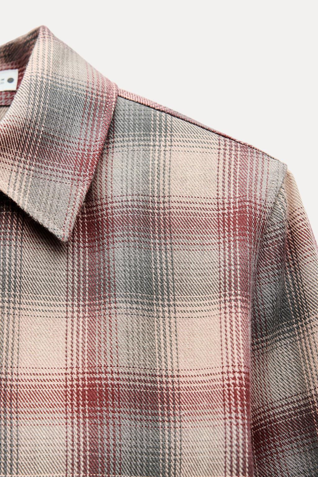 ZW COLLECTION CHECK SHIRT WITH SHOULDER PADS - Zara фото 6