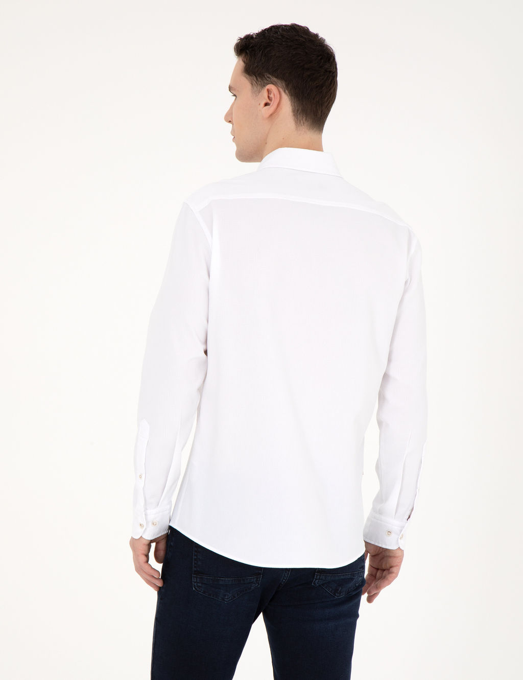 Beyaz Slim Fit Uzun Kollu G_mlek